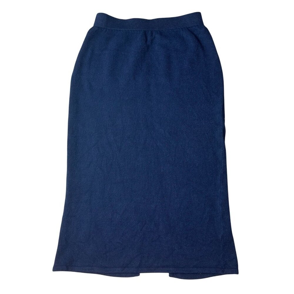 St. John Basics Blue Knit Long Pencil Skirt Size 10 Career Midi Straight Solid